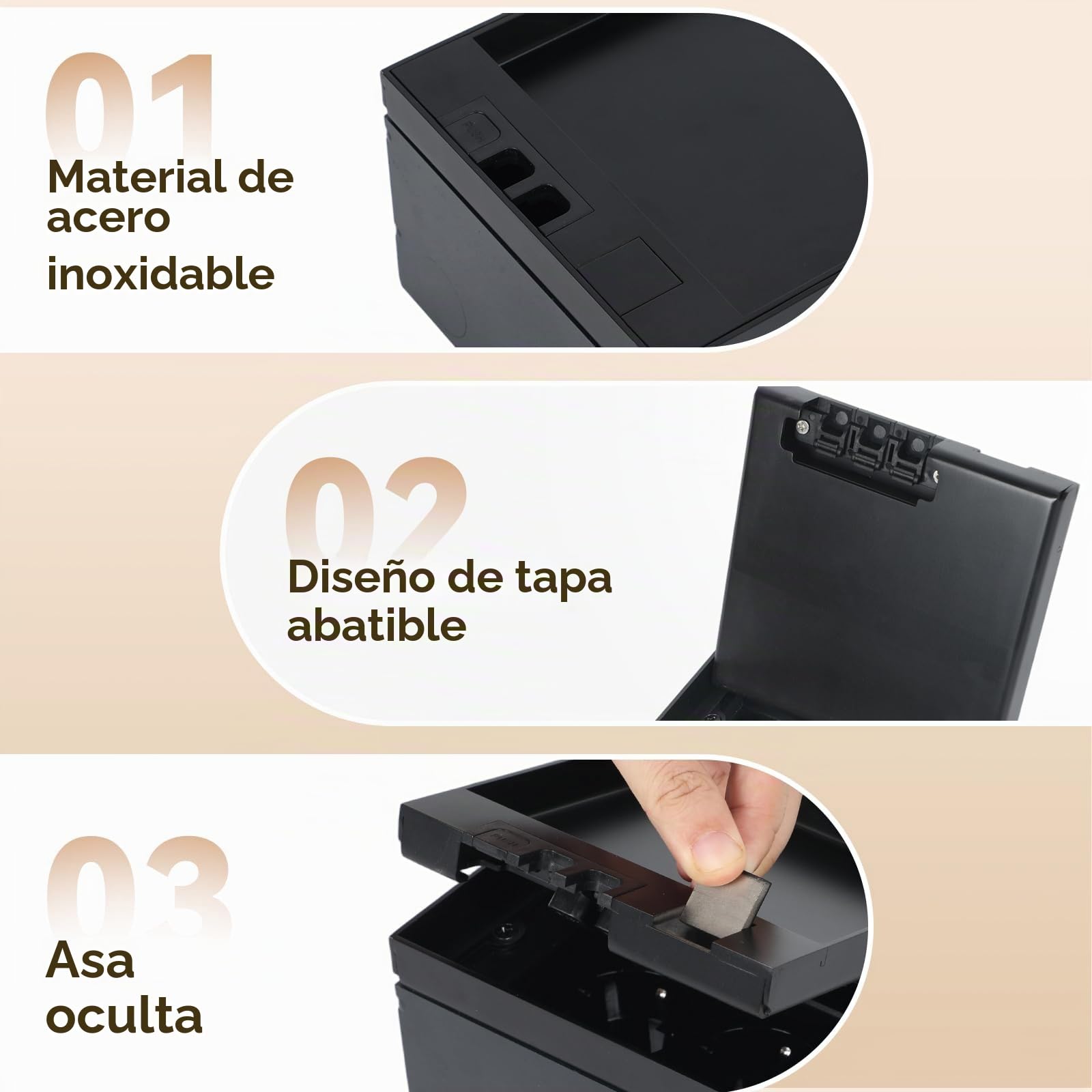 Toma de suelo empotrable, Toma empotrada de acero inoxidable negro impermeable para suelo con 2AC+USBA+C+1RJ45, Toma empotrada para suelo (Negro)