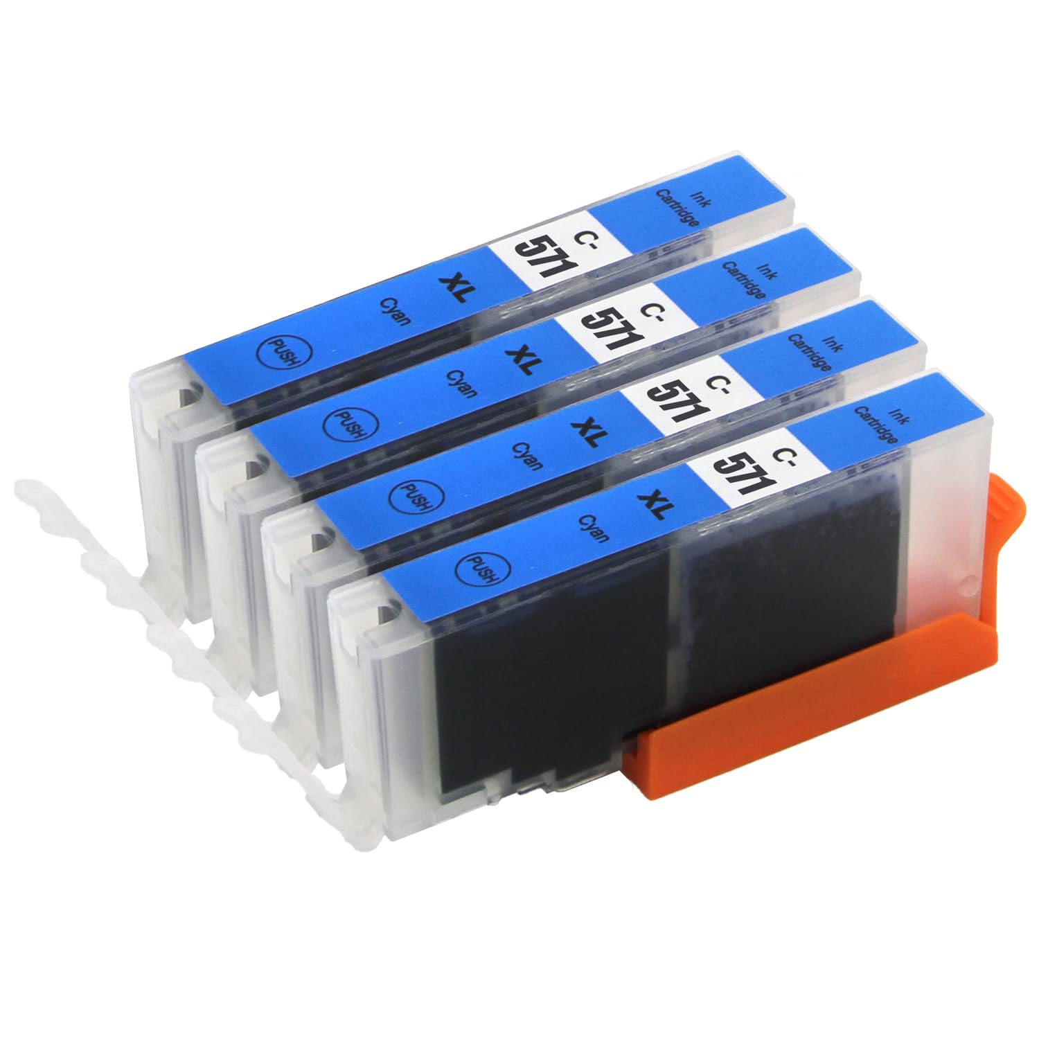 Go Inks 4 Cyan Ink Cartridges to replace Canon CLI-571C Compatible/non-OEM for PIXMA Printers
