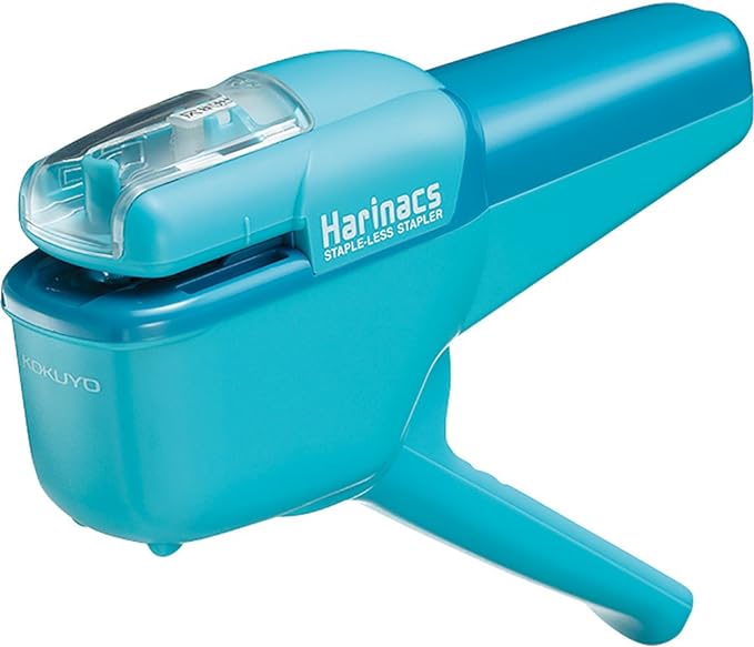 Kokuyo Harinacs Japanese Stapleless Stapler Light Blue SLNMSH110LB Up