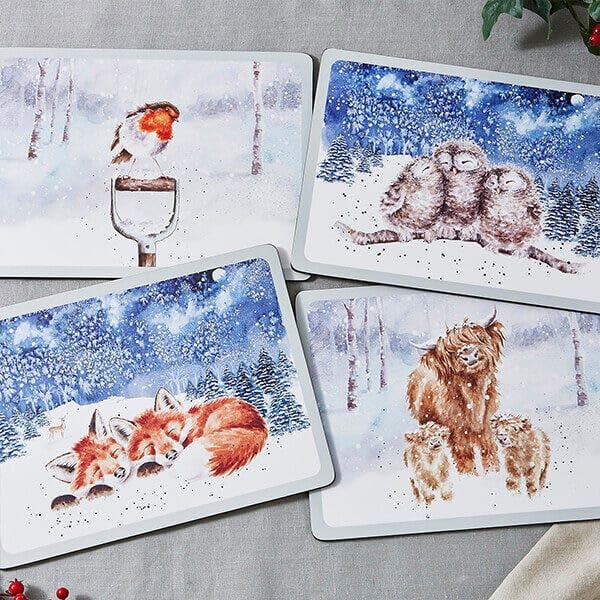 Wrendale Designs Lot de 4 sets de table Motif ciel d'hiver