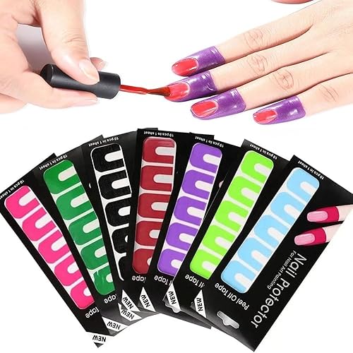 7 hojas de 70 piezas de protector de uñas en forma de U, adhesivo de gel para dedos, plástico suave, protector de pintura de uñas francés, a prueba
