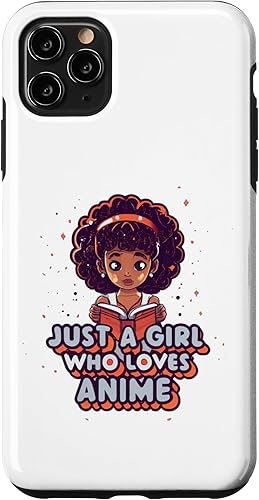 Funda para iPhone 11 Pro Max Solo una chica que ama el anime Black Girl Afro Girl