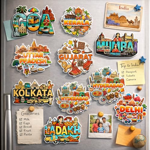 Image of Souvenir Fridge Magnet Pack of 10 | Collectible Travel Magnets | High-Power Magnet for Refrigerator, Almirah & Office Decor (Cities)