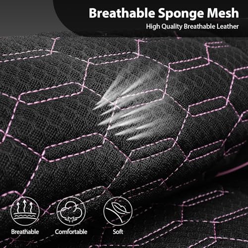 Image of CAR PASS 3D Foam Mesh Leather Car Seat Covers Front Seats,Breathable Mesh Front Seat Covers for Women,Universal Fit for Cars SUV Truck Sedan Van Automotive, Armrest Airbag Compatible,Black and Pink