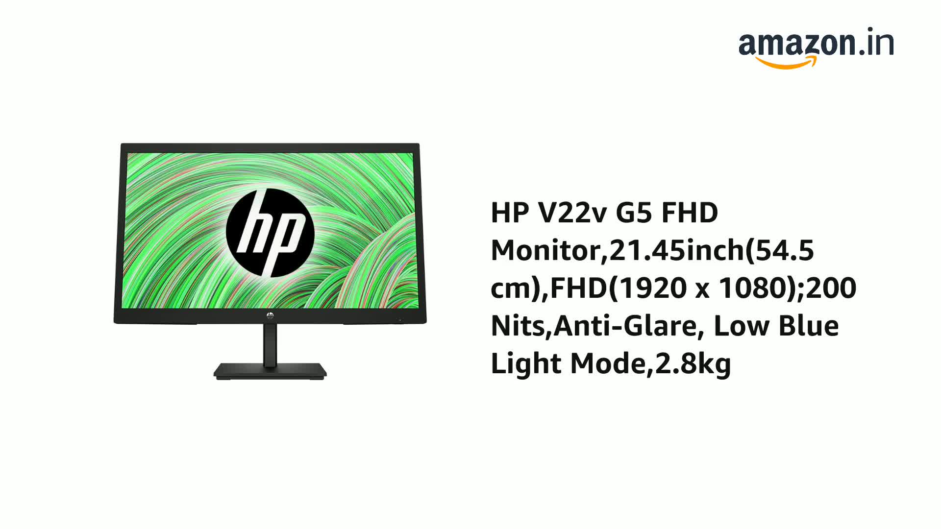 HP V22v G5 FHD Monitor,21.45inch(54.5 cm),FHD(1920 x 1080);200