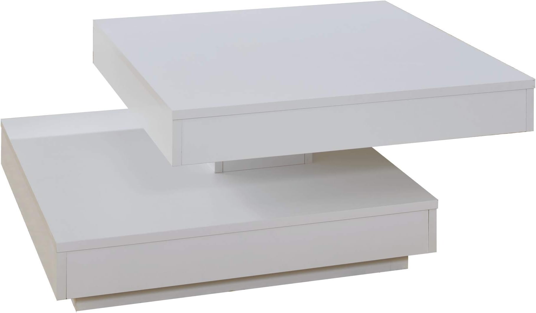 Furnline Living Room Coffee Table With Rotating Tabletop, Universal, White, 70 x 35 x 70 cm