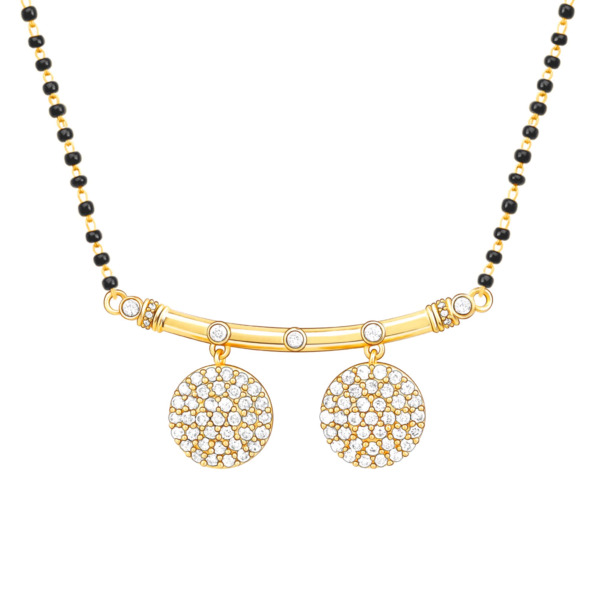 GIVA925 Sterling Silver Golden Double Kali Mangalsutra | Black Bead Necklace to Gift Women | With Certificate of Authenticity and 925 Stamp | 6 Months Warranty*, One Size, Sterling Silver, Zircon