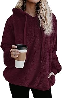 Hoodie Women's Oversize Fleece Jacket Teddy Pullover Teddy Fleece Sweatshirt Hoodie Warm Long Sleeve Loose Winter Tops Casual with Pocket