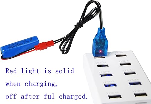 Miniatura 3 de Blomiky Cable cargador USB de litio de 3.7 V 400 mA 1S con enchufe rojo JST adecuado para Huina 1337 1338 RC construcción camiones 1337 JST USB