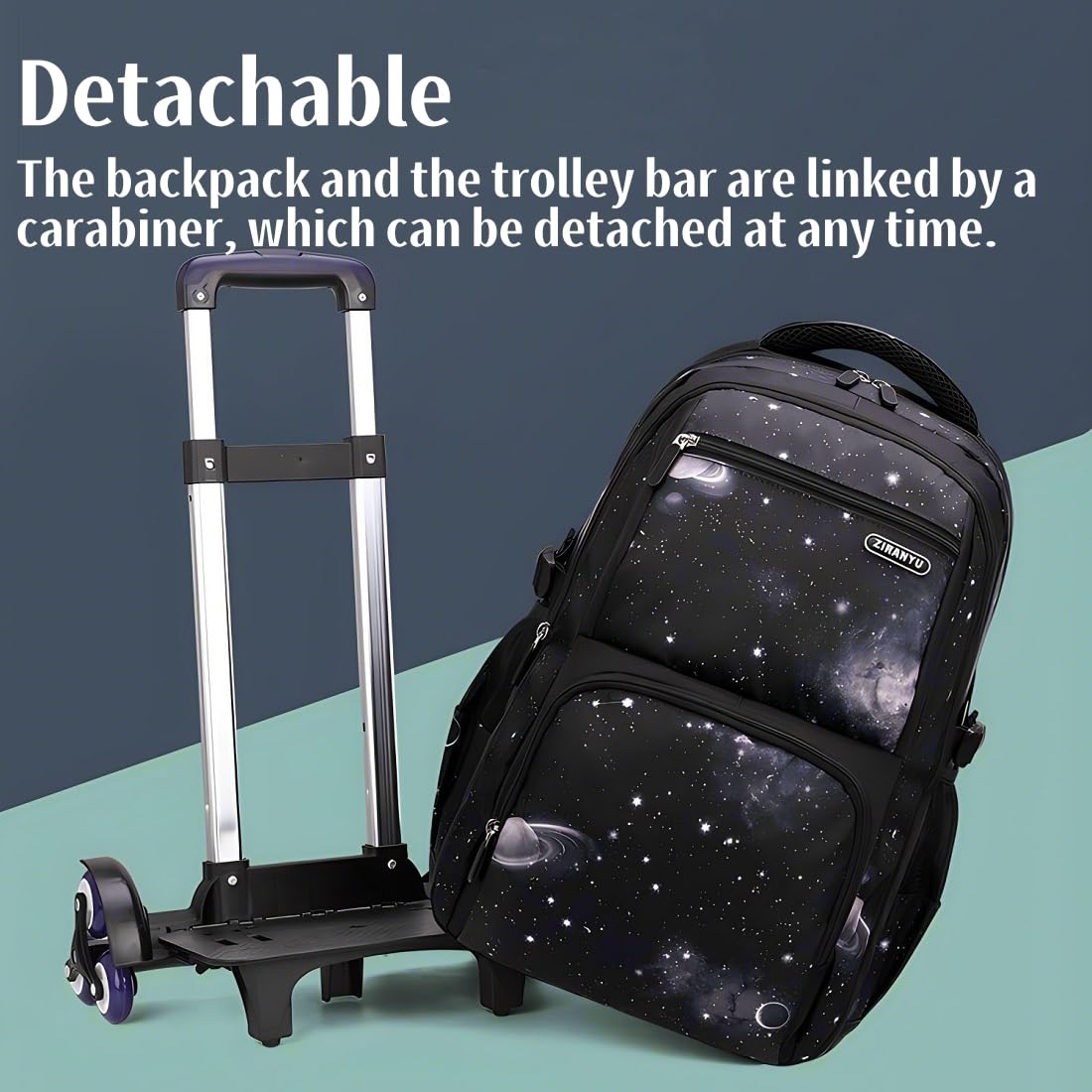 Cartable à Roulettes Garçons, Sac D'école pour Enfant, Sac à Dos à Roulettes pour Garçon pour L'école et Voyages