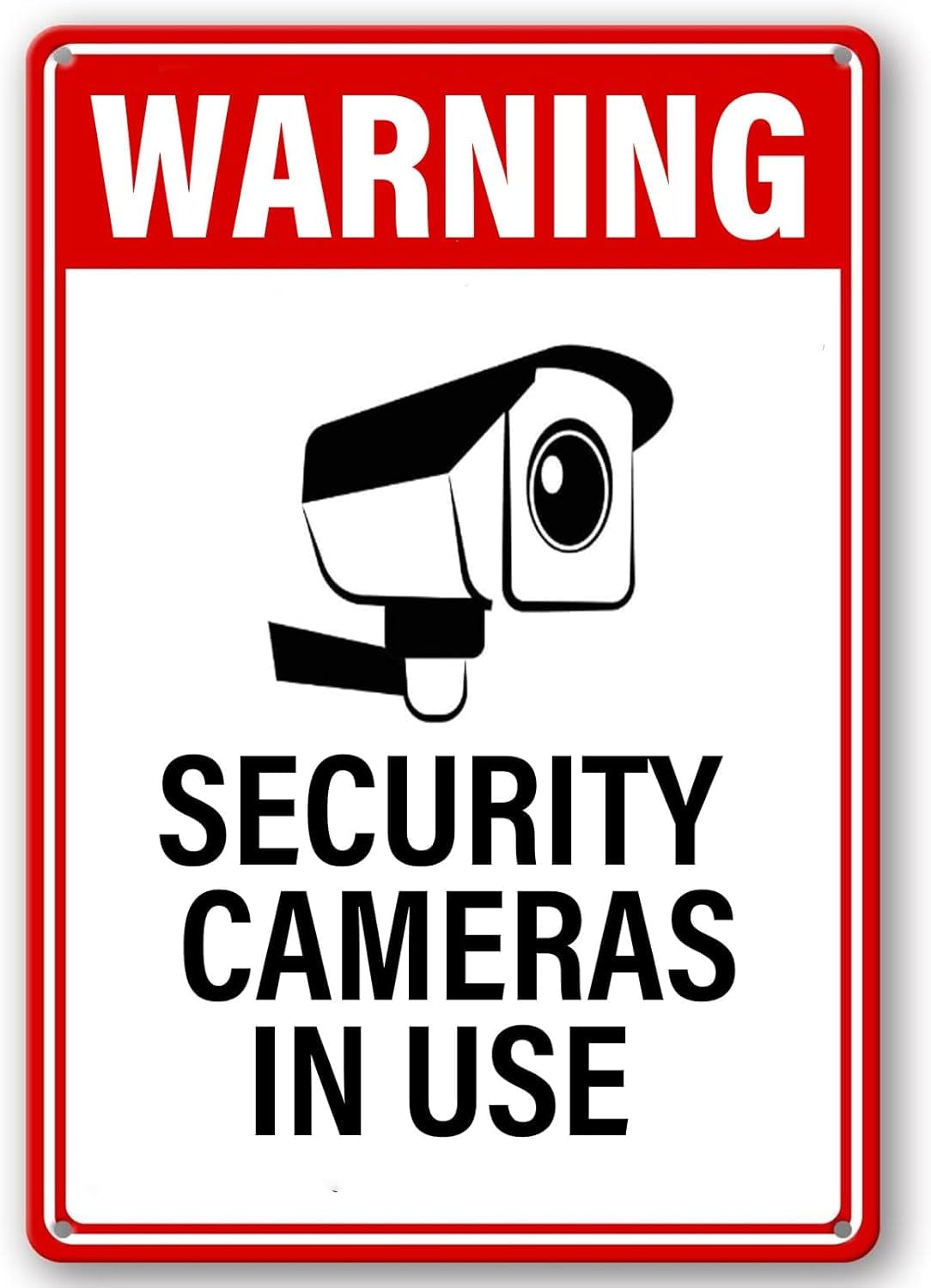SMAZDFXX Security Warning Signs Security Cameras In Use Funny Metal Sign No Trespassing Tin Signs for Home Kitchen Bar Pub Cafe Farm Garden Garage Wall Decor 12"x16"