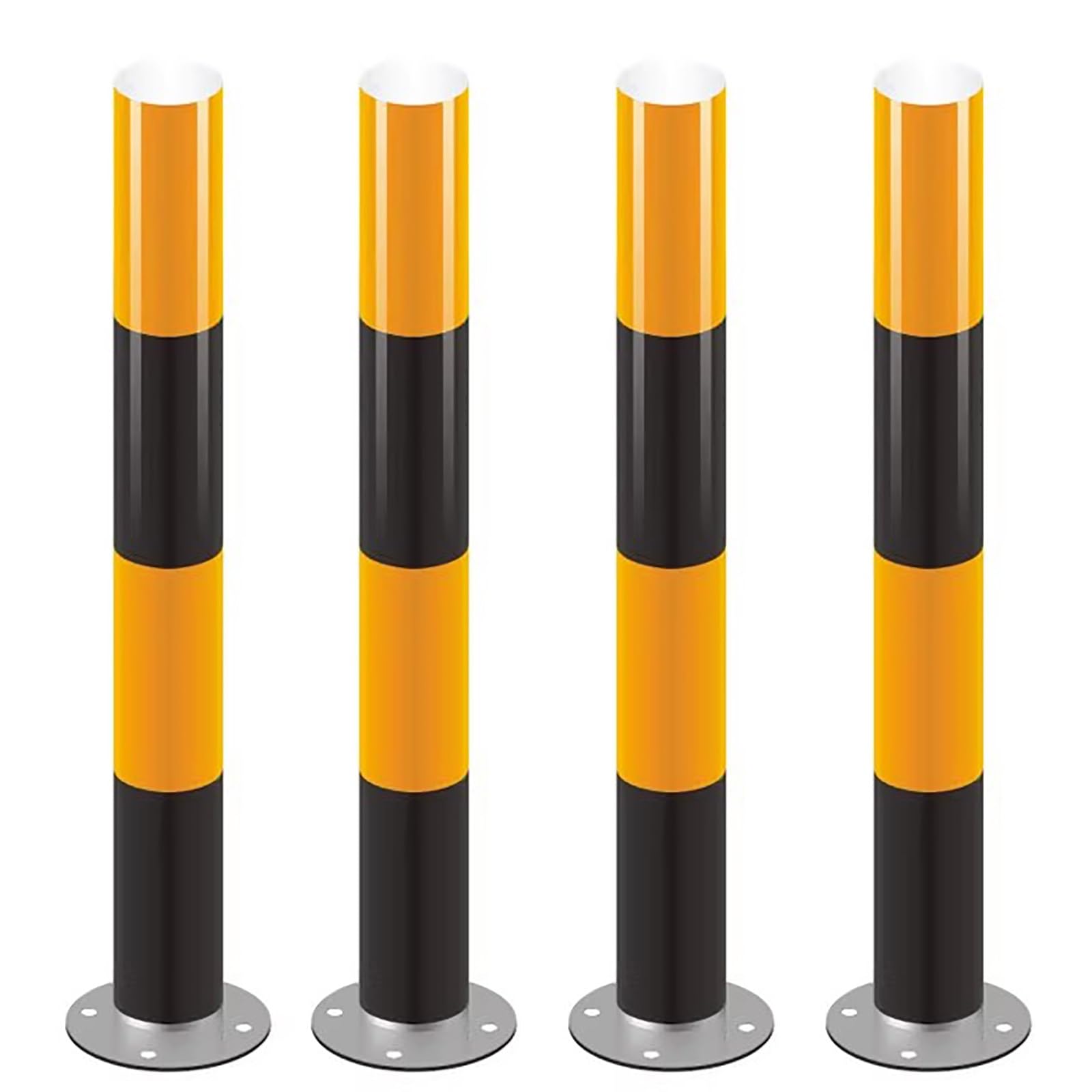 HCZKIUJY Safety Bollard with Reflective Tape, Steel Traffic Delineator Post for Construction and Traffic-Sensitive Areas (Yellow Black 4pcs)