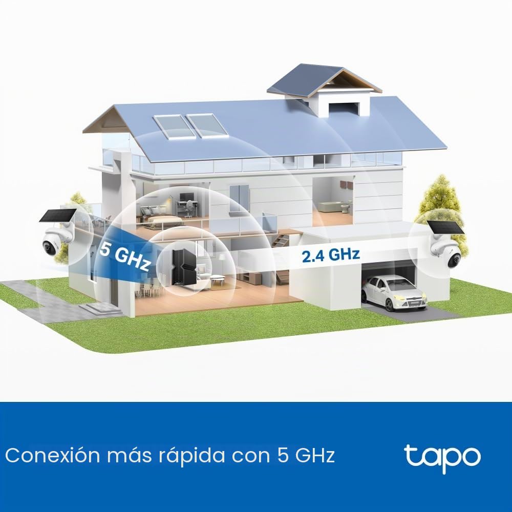 Tapo C660 Kit 4K 8MP Cámara de Seguridad Pan/Tilt alimentada por energía Solar, visión Nocturna a Color Starlight, cámara Exterior de Seguimiento de IA de 360°, Carga Solar, Audio bidireccional