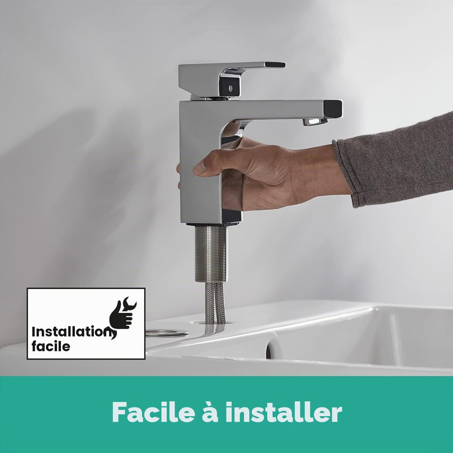 hansgrohe Vernis Shape Mitigeur de lavabo 100 sans tirette ni vidage, chromé, 71569000