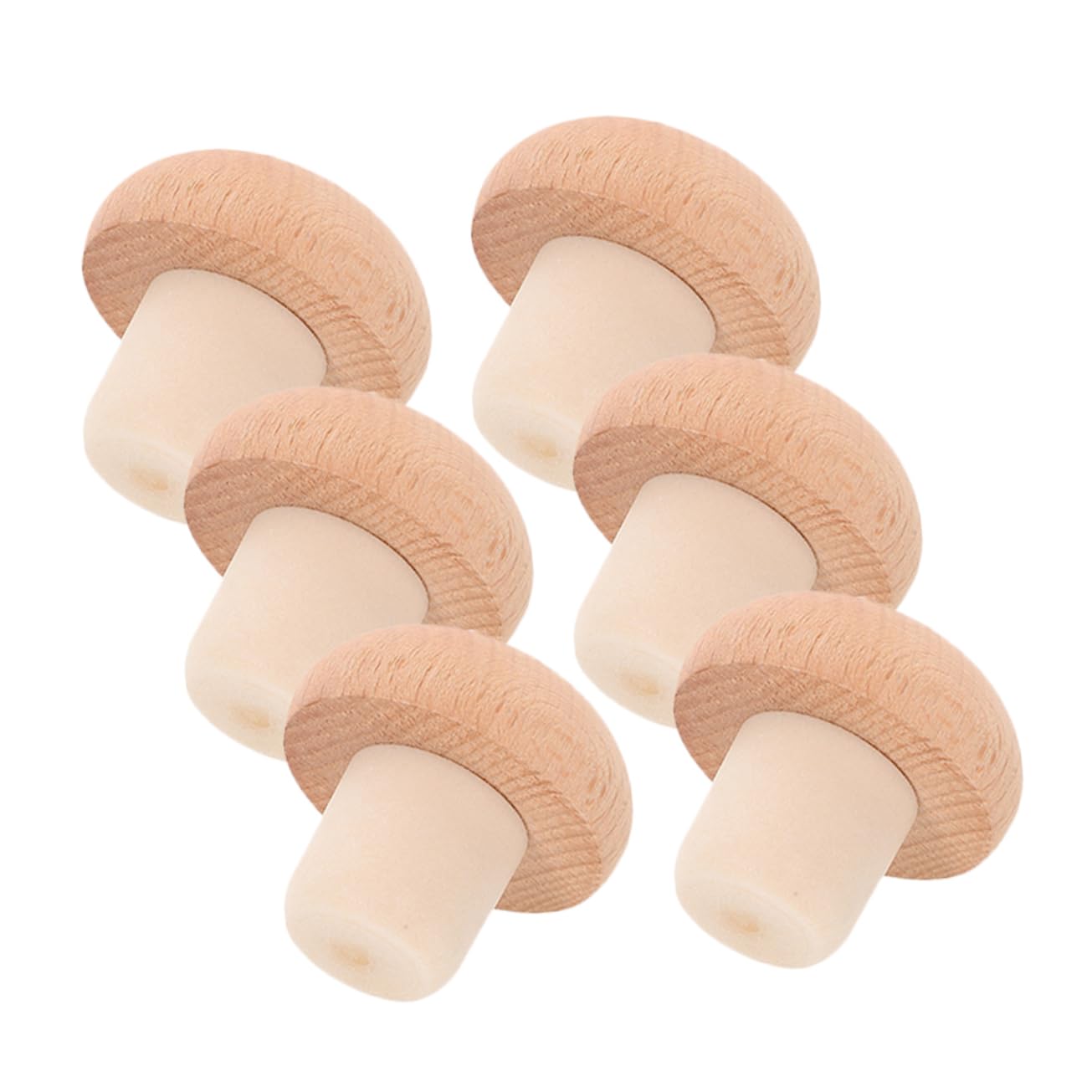 COLLBATH 6pcs Wooden Wine Bottle Stoppers Reusable Wine Corks Bottle Sealer Plugs for Beer