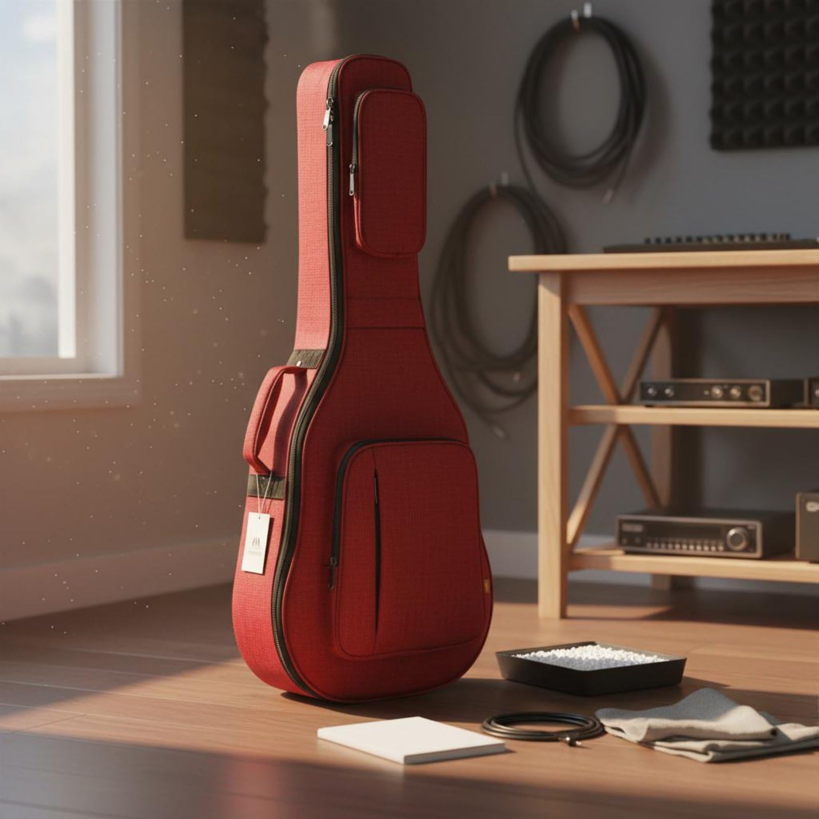 Custodia Chitarra Classica Borsa Chitarra Zaino Chitarra Astuccio Strumento Impermeabile Struttura Imbottita Antiurto in Oxford E Velluto con Maniglia, Array, Nero Elegante