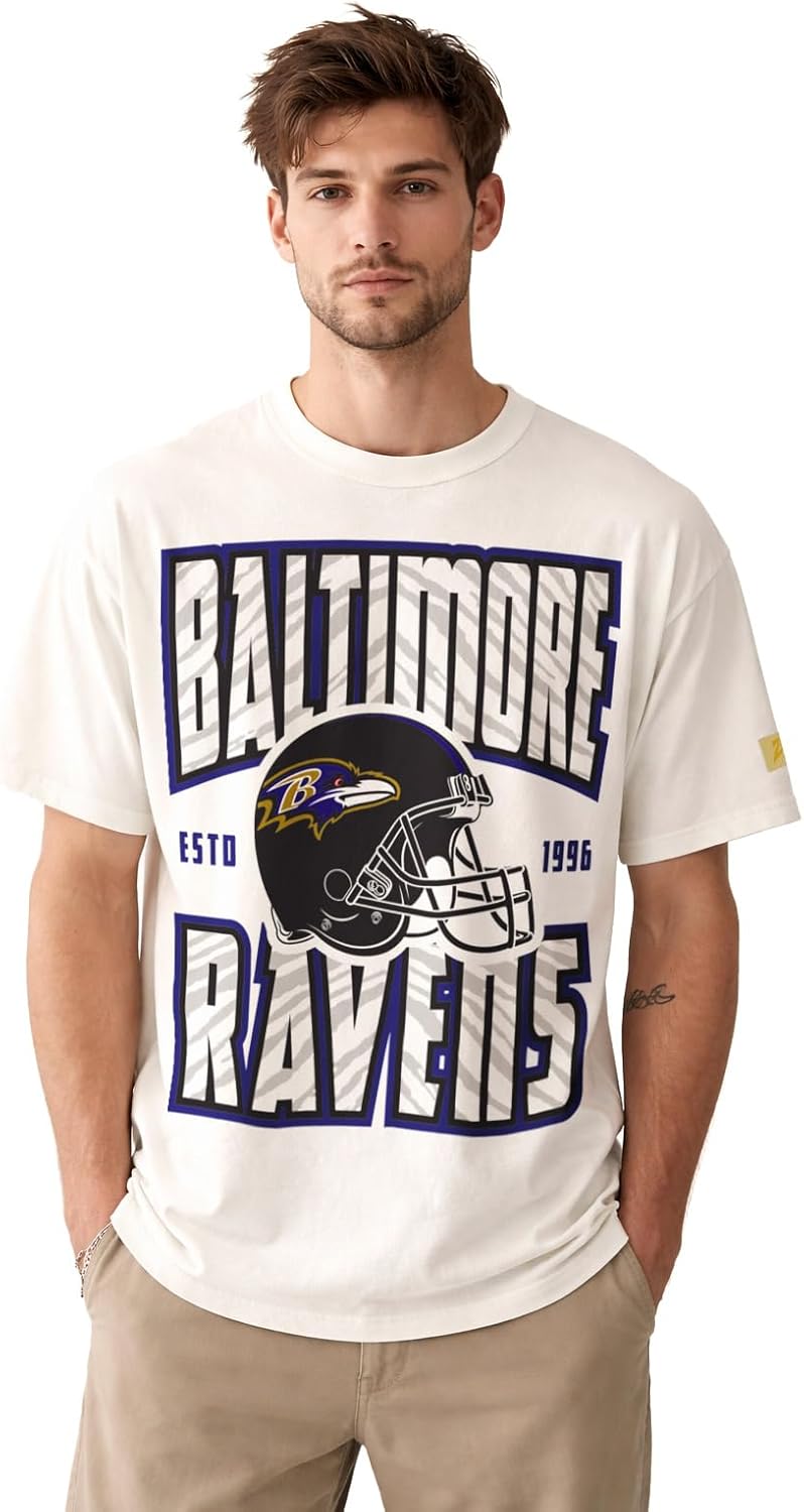 Zubaz NFL Men and Women's 90's Vintage Reissue Cotton Short Sleeve T-Shirt with Oversized Graphics (XS - 4XL)