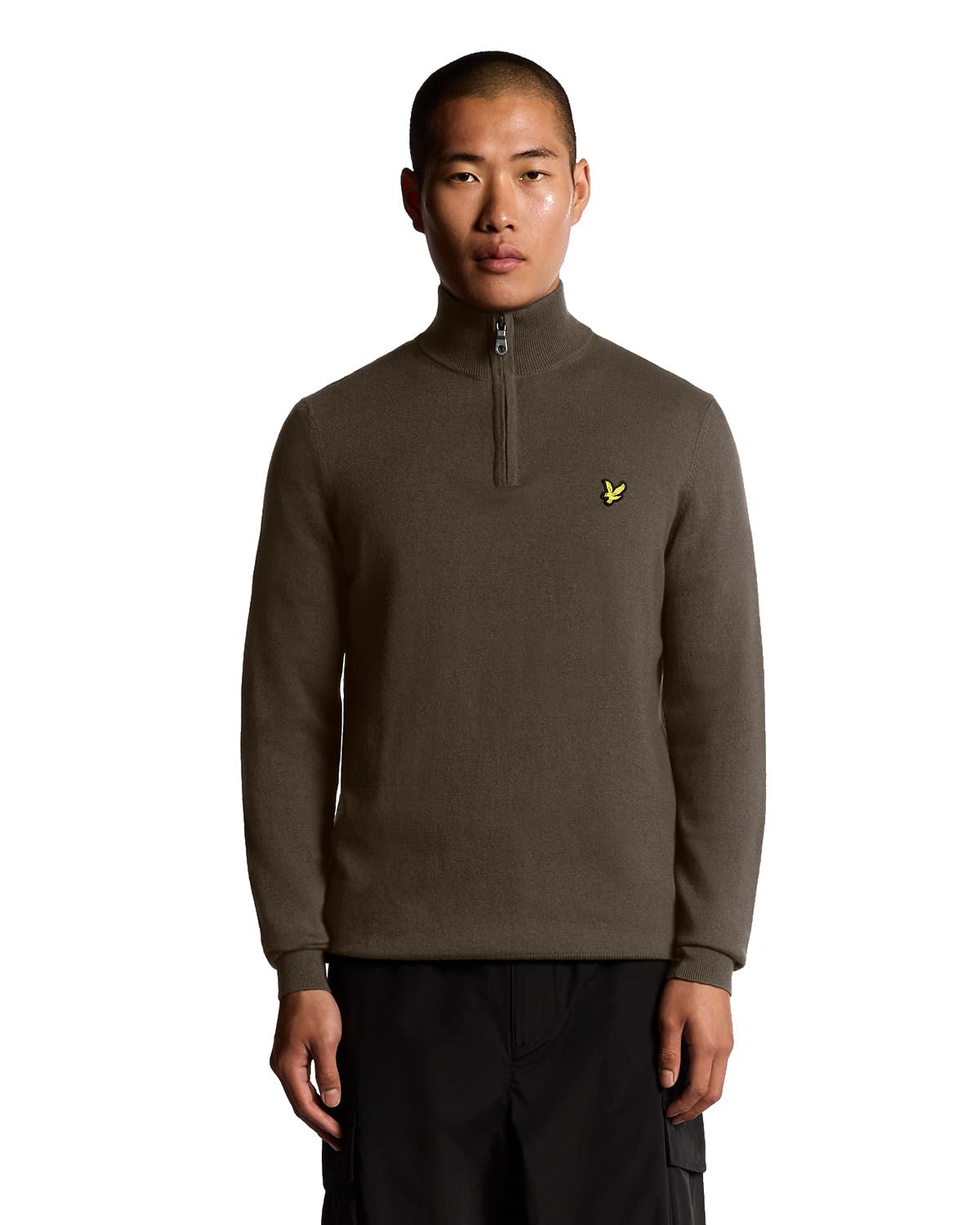 Lyle & Scott Marron Cotton And Merino Wool 1/4 Zip Jumper
