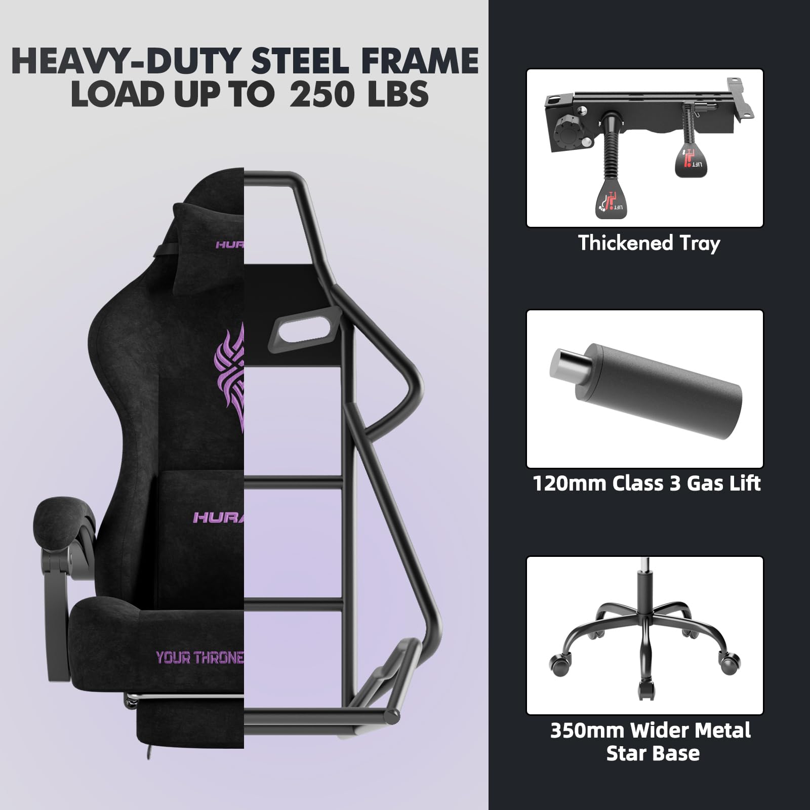 Ferghana Silla Gaming Ergonómica,Silla de Oficina Tela Transpirable,Silla Gamer con Soporte Lumbar Masaje,Asiento Elastico,Reposacabezas,Respaldo Reclinable 90-135°,Regulable en Altura,Negro