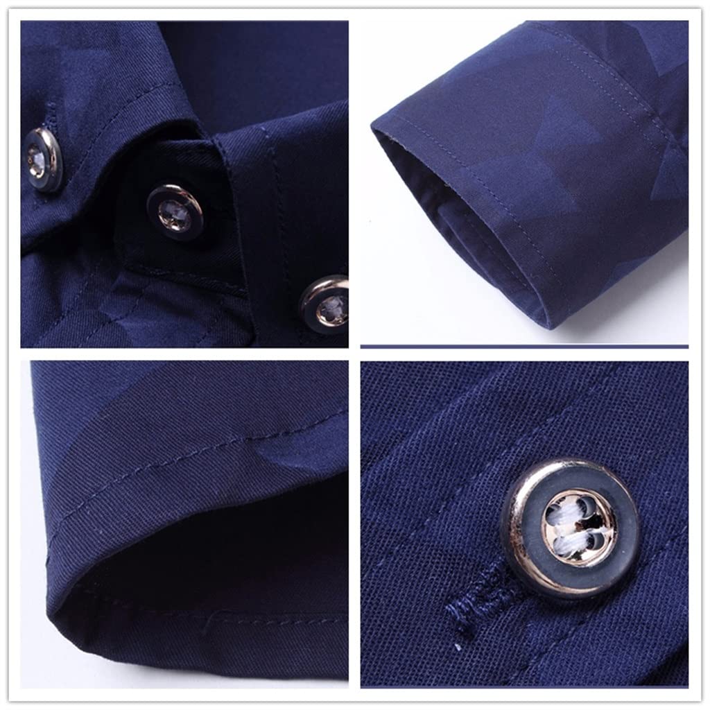 Camicia da Uomo Casual Camicia a Maniche Lunghe in Tessuto Jacquard Camicia Slim Fit da Uomo in Cotone Camicie Eleganti da Uomo Abbigliamento da Uomo (Color : A, Size : L)