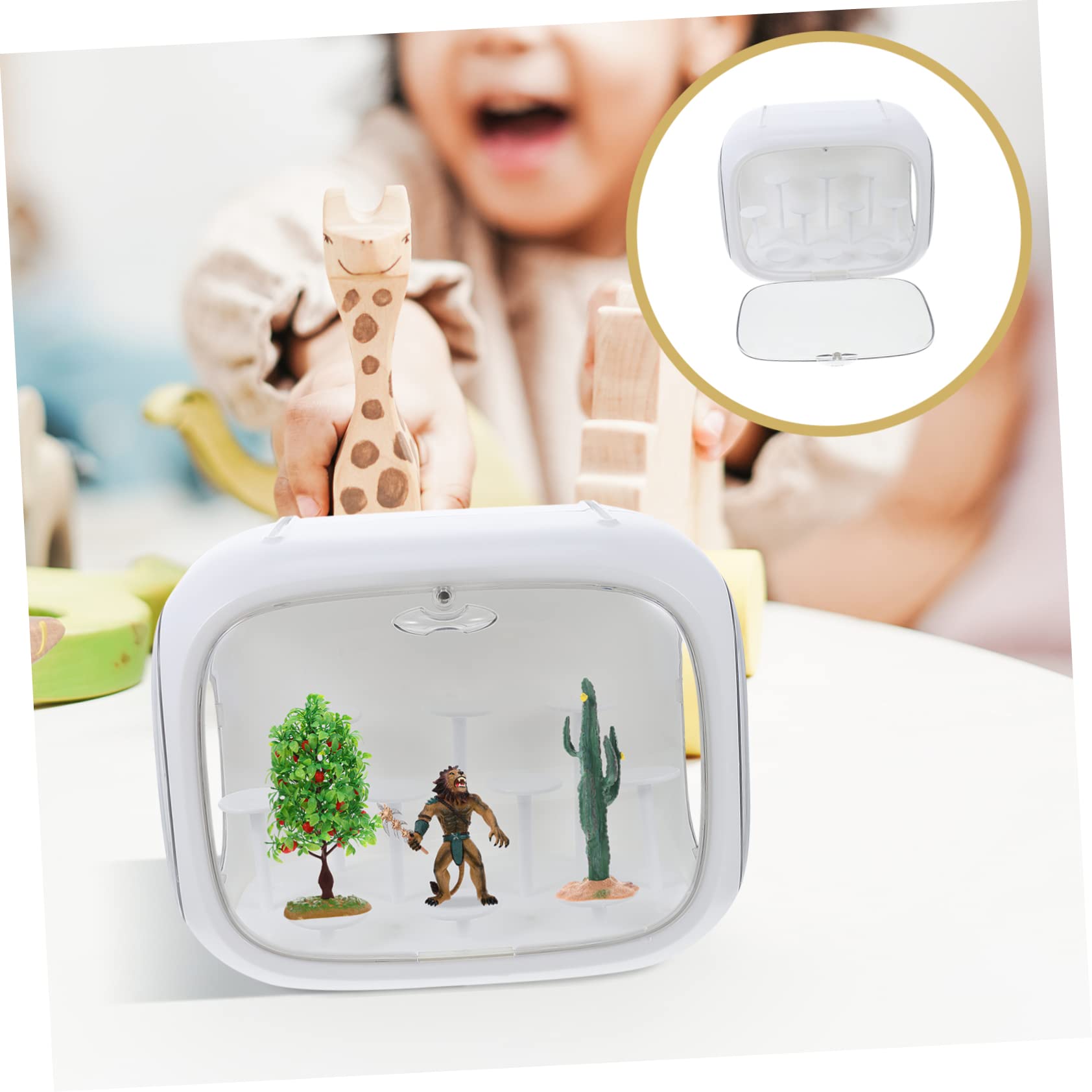 Vitrina de Figuras de Gran Capacidad en Color Blanco para Escritorio