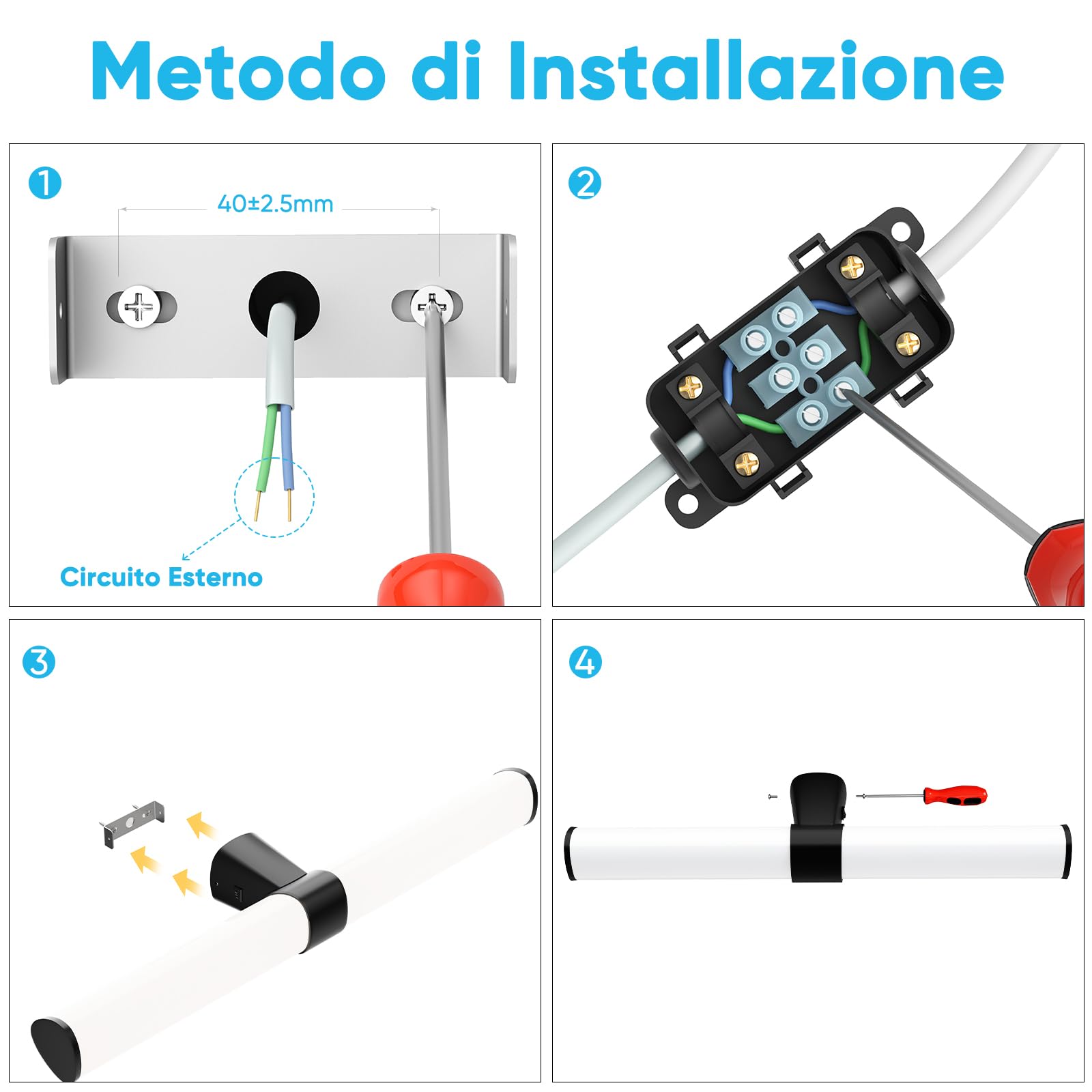 15W Luce Applique da Parete LED per Specchio Bagno, 60CM Lampada da Nero Opaco Moderna, Alta Luminosità 1500Lm Non Dimmerabile, IP44 Impermeabile, 230V, 3 Colori di Illuminazione