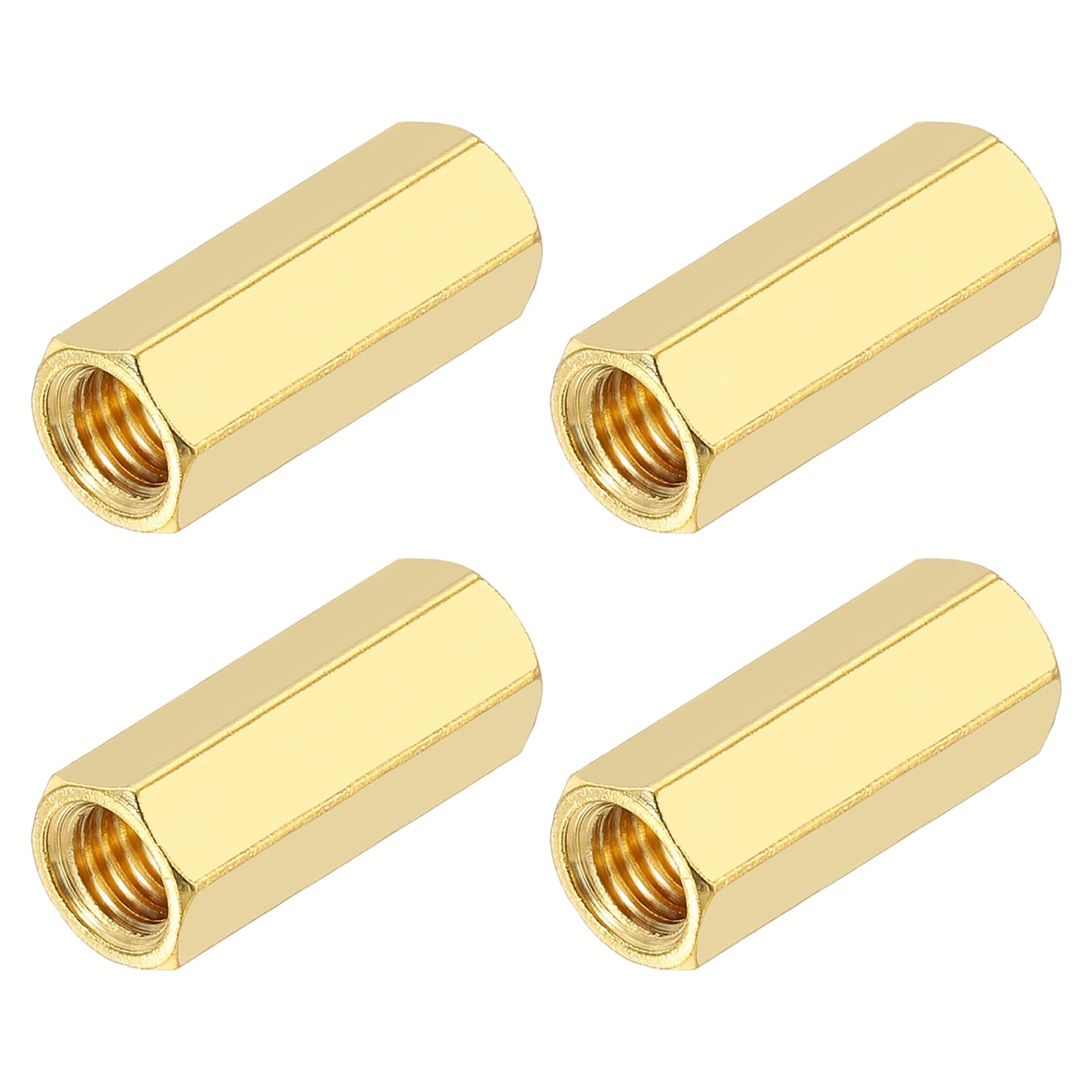 sourcing map Brass Hex Coupling Nuts, M6x20mm Female Thread Hexagonal Standoffs Spacer Nuts Screws for PCB Motherboard Circuit Board(Gold Tone, Pack of 4)