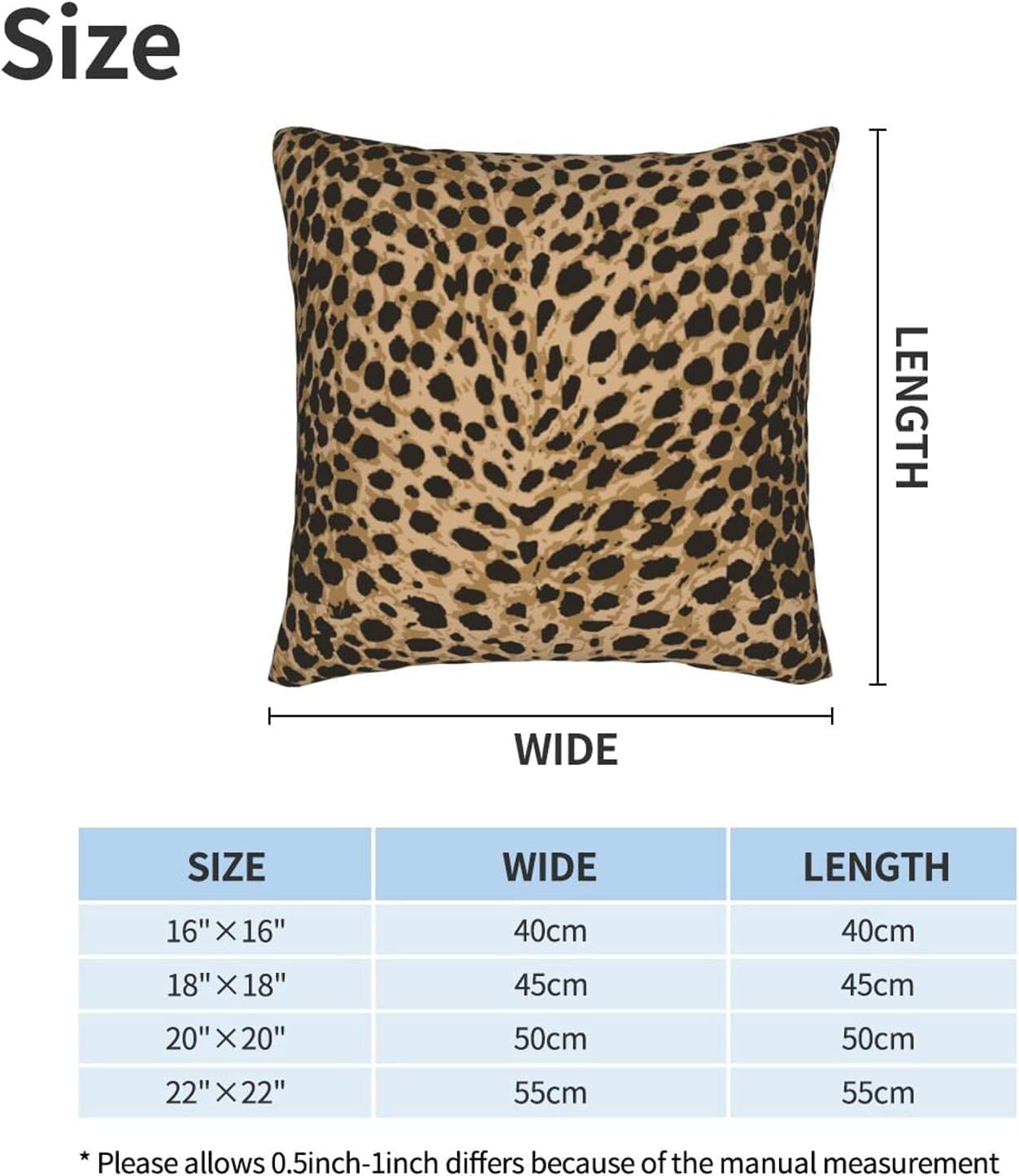 Leopard Texture Throw Pillow Covers Set of 4 Decorative Pillowcase Animal Skin Print Throw Cushion Case for Bedroom, Living Room, Sofa, Couch and Bed, 18x18 Inch