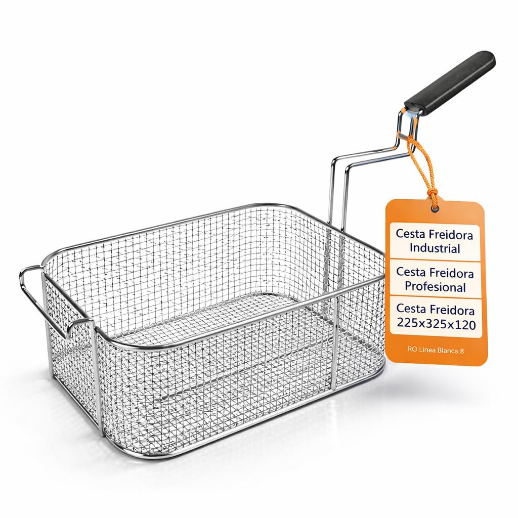 RO Linea Blanca ® Cesta Freidora 225x325x120mm Acero Cromado Recambio Profesional Compatible Con Zanussi Serie N900 Compatible Con Electrolux Compatible Con Alpeninox Repuesto Para Freidora Gas N900