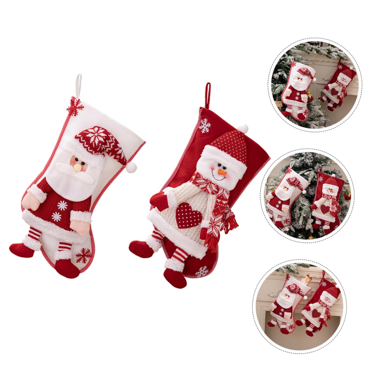 2pezzi Calza di Natale Decorativa Calzini Natalizi Tema Calze di Natale per Albero per Appendere Decorazione Natalizia Classica