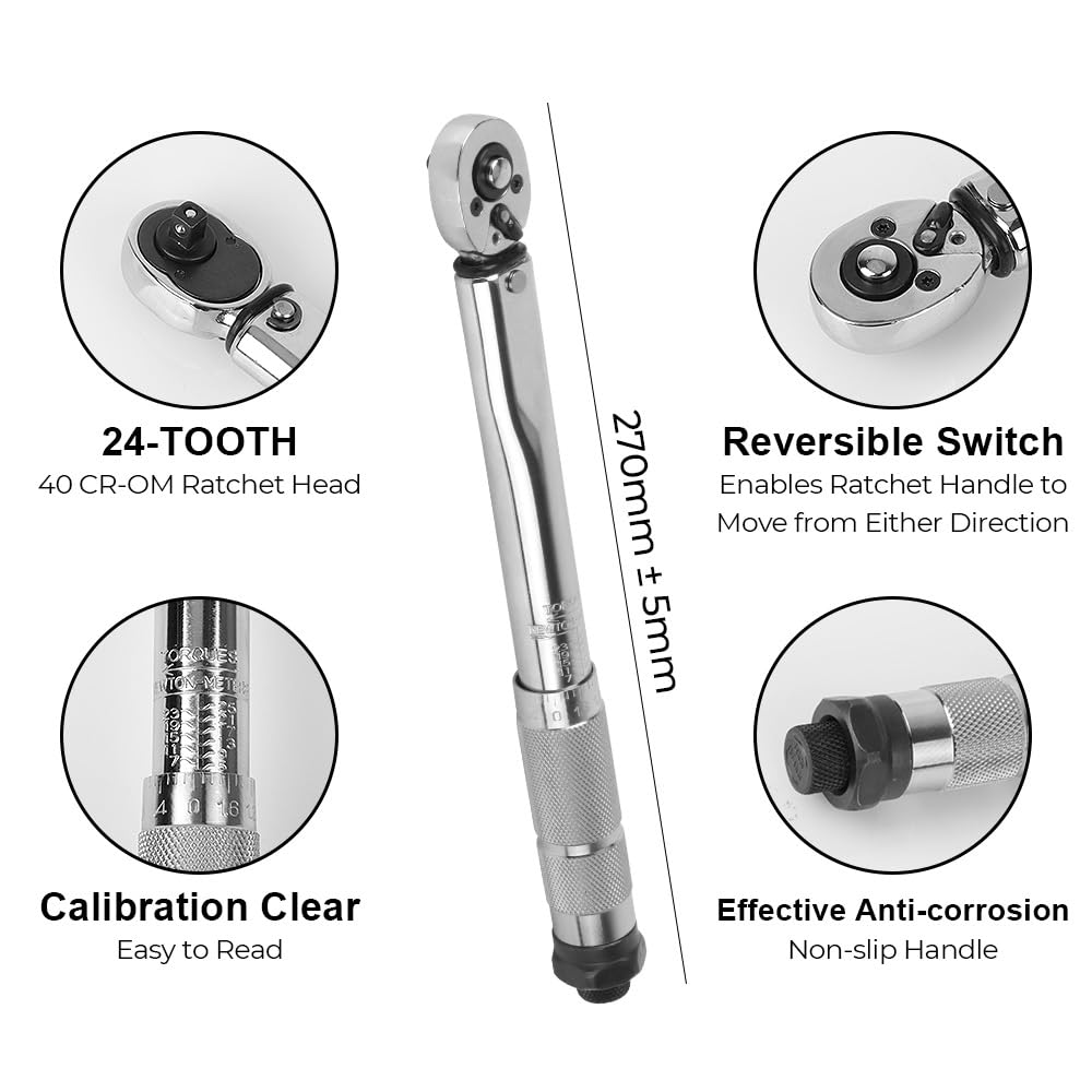 Telescopic Ratchet Regulowany klucz dynamometryczny Napęd 1/4'' 5-25N.m Klucz mikrometryczny Narzędzie ręczne Demontaż samochodu mały klucz dynamometryczny(Wrench)