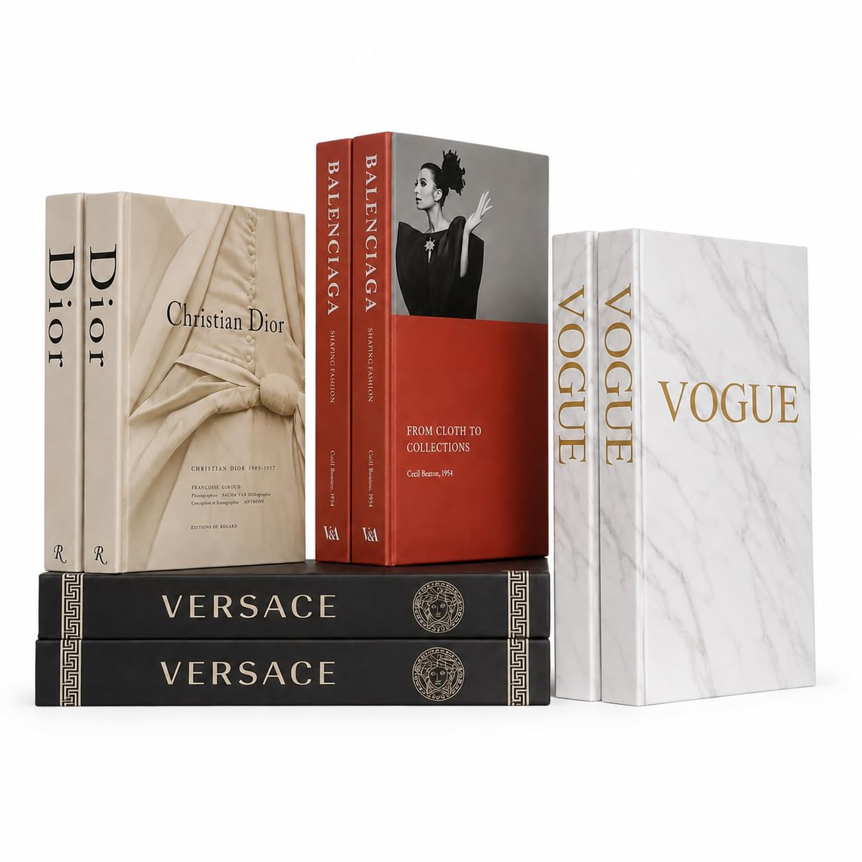 Chic Designer Faux Books for Home Decor - Set of 8 Aesthetic Hardcover Fake Book Stack for Luxury Coffee Table Styling, Fashion Bookshelf Display & Interior Accents-image-27