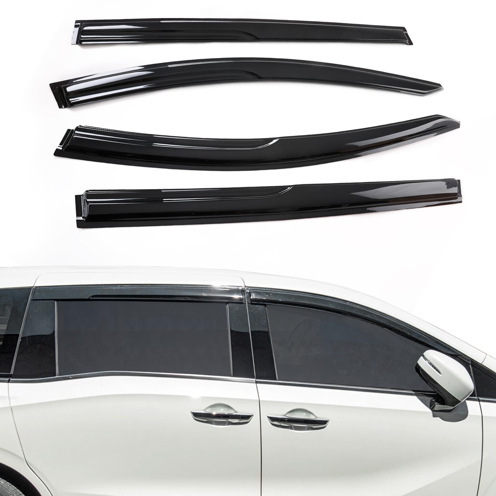 Kyannkara Rain Guards Side Window Visor Vent Outside Mount, 4PCS Fits for Honda Odyssey 2018 2019 2020 2021 2022 2023 2024 2025
