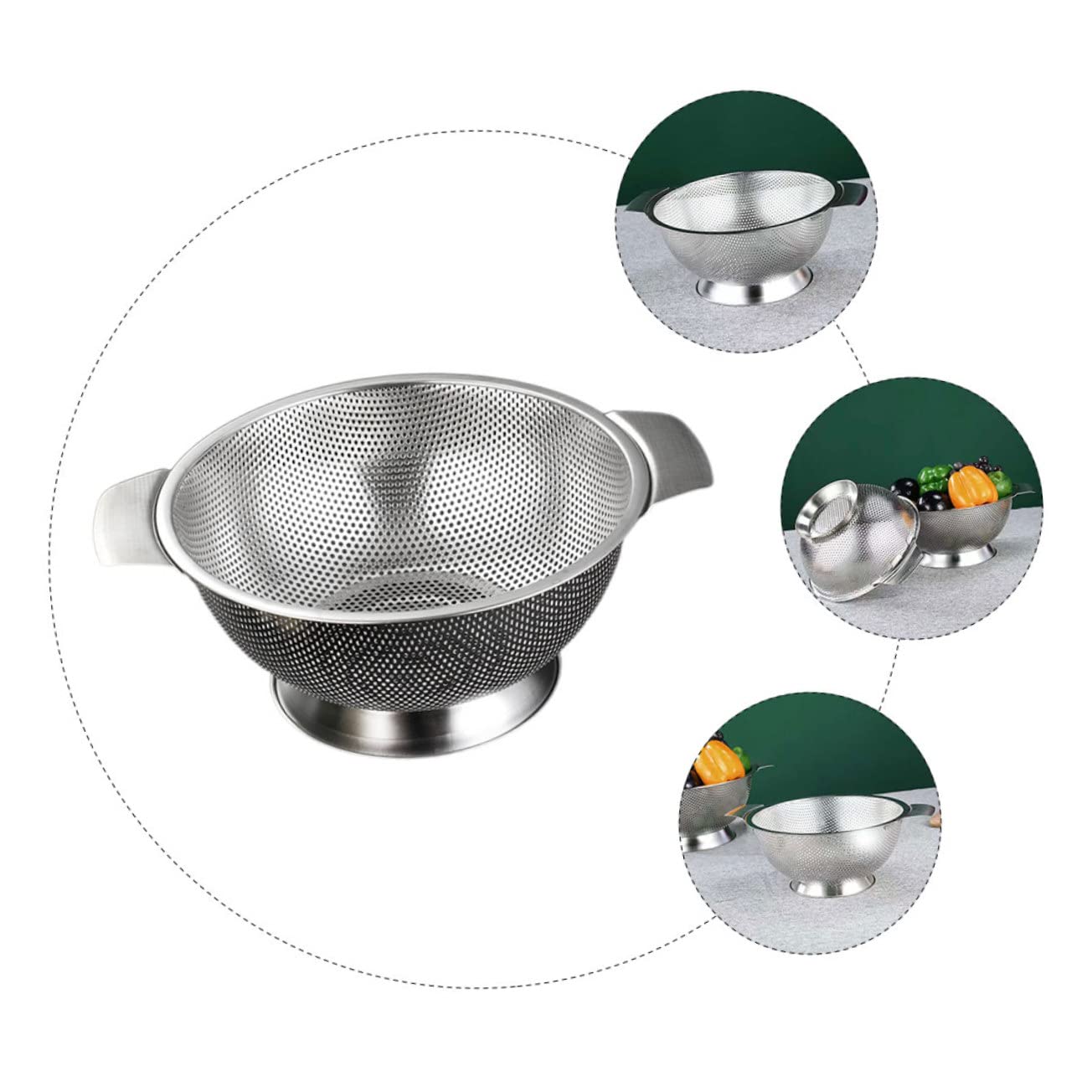 Garneck Colador de Arroz de Acero Inoxidable Malla Pequeña para Cocina, Cesta para Lavar Verduras y Escurridor para Frutas y Arroz