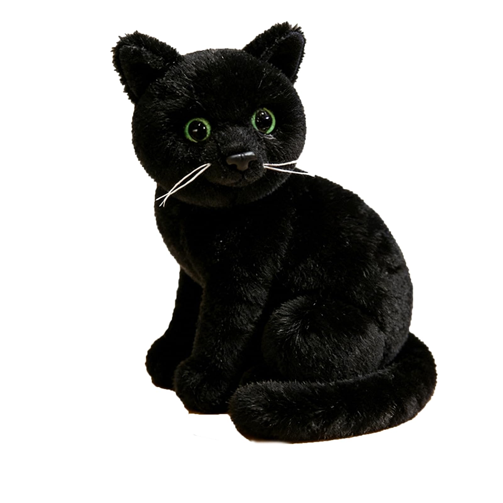 ZBELLO Realistic Cat Plush, 26cm Simulation Sitting Cat Soft Toy, Kitten Plush Toy, Cuddly Cushion, for Cuddling and Playing, Gift For Boys and Girls (Black)