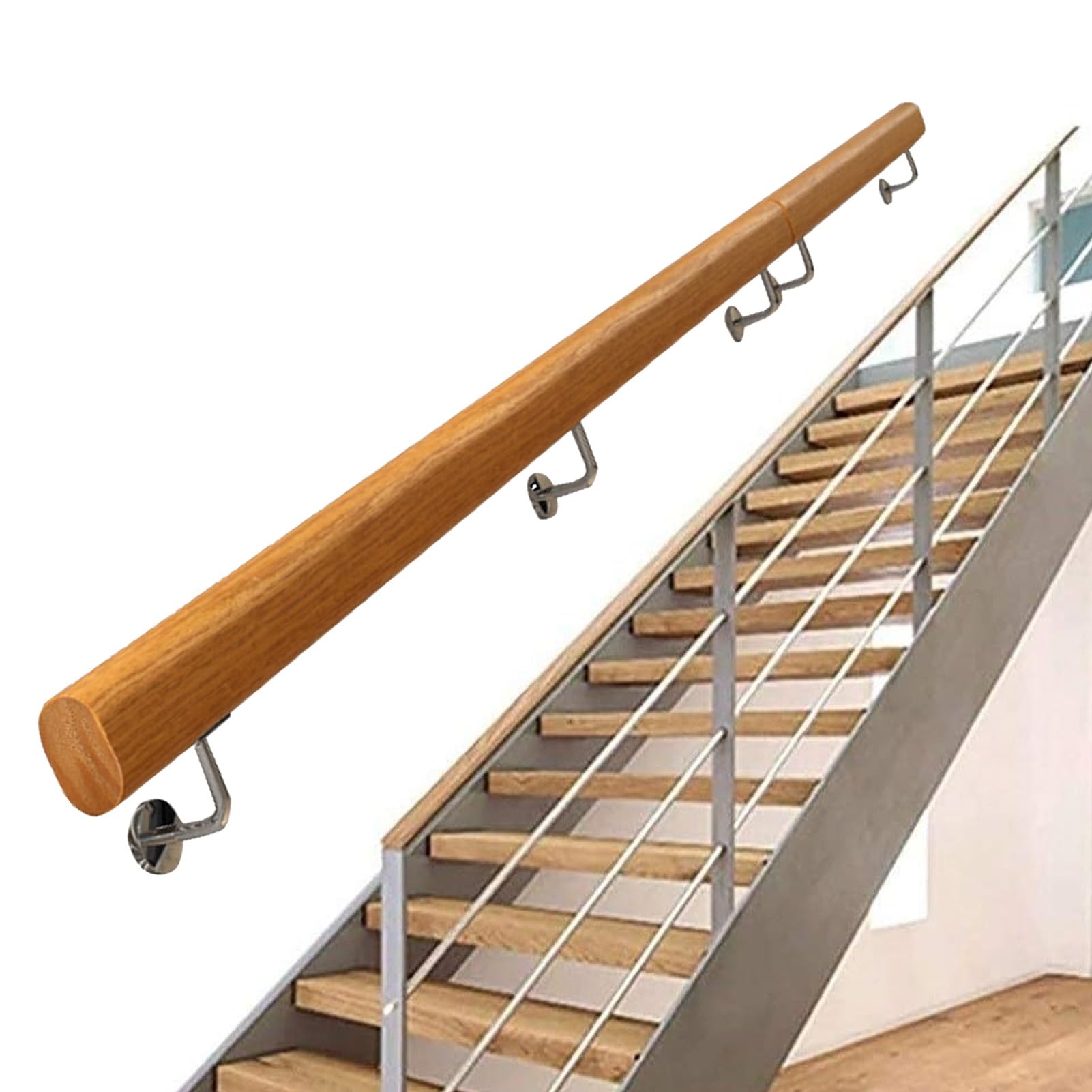 XYNSNDB Ringhiera in Legno Maniglione Sicuro Montato a Parete da 6 Piedi per corridoio Interno e Supporto per i Piedi Opzioni Disponibili 1 m 2 m 3,6 m