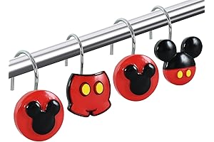 (NEW) 12 Pcs, Decorative Mouse Shower Curtain Hooks for Bathtub Shower Curtain,...