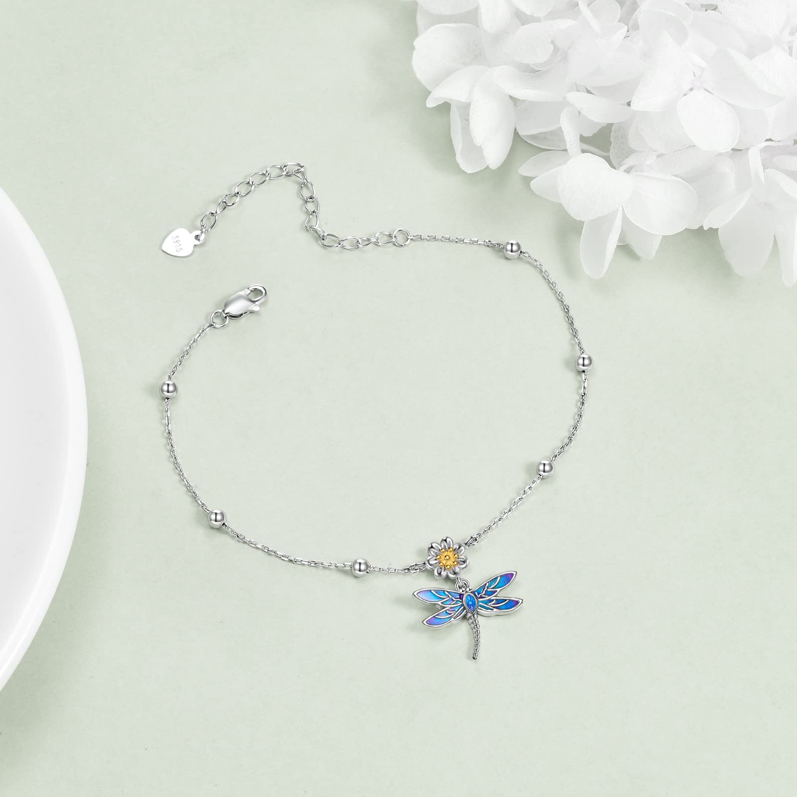 YAFEINI Abeille/Papillon/Libellule Cheville Bijoux Cadeaux pour Femmes Adolescentes en Argent Sterling Femmes Chaîne Cheville Bracelets Bijoux Cadeaux 2,5 Pouces Chaîne D'extension
