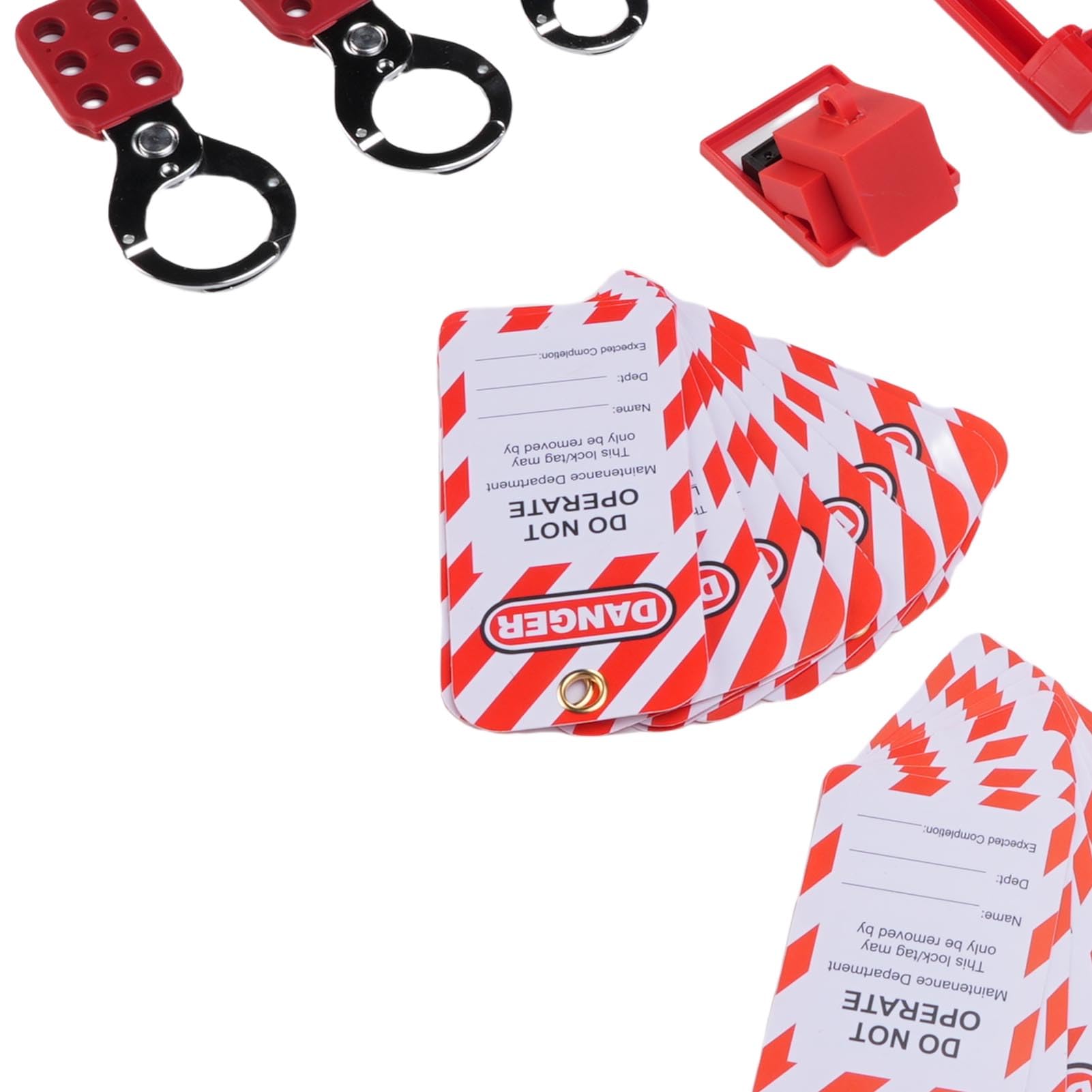 Jiawu Kit de Etiquetado de Bloqueo, Kit de Etiquetado de Bloqueo Eléctrico Resistente que Cumple con OSHA, de de Industrial con Cerrojos de Múltiples Cerraduras y de Cable para Seguridad Industrial