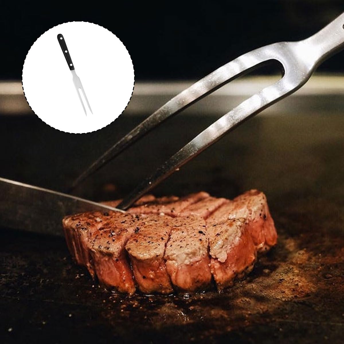 LEEQ Tenedor para Trinchar - Tenedores de Carne de Acero Inoxidable, Tenedor de Barbacoa, Tenedor de Parrilla, Tenedor de Trinchar con Mango Largo, para Cerdo, Pollo, Ternera, Barbacoa, Pavo