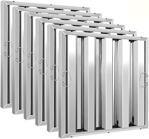 Miniatura 1 de 16 pulgadas de altura  Filtro de campana de acero inoxidable de 20 pulgadas de ancho  Juego de 6  Filtro deflector de campana de cocina comercial
