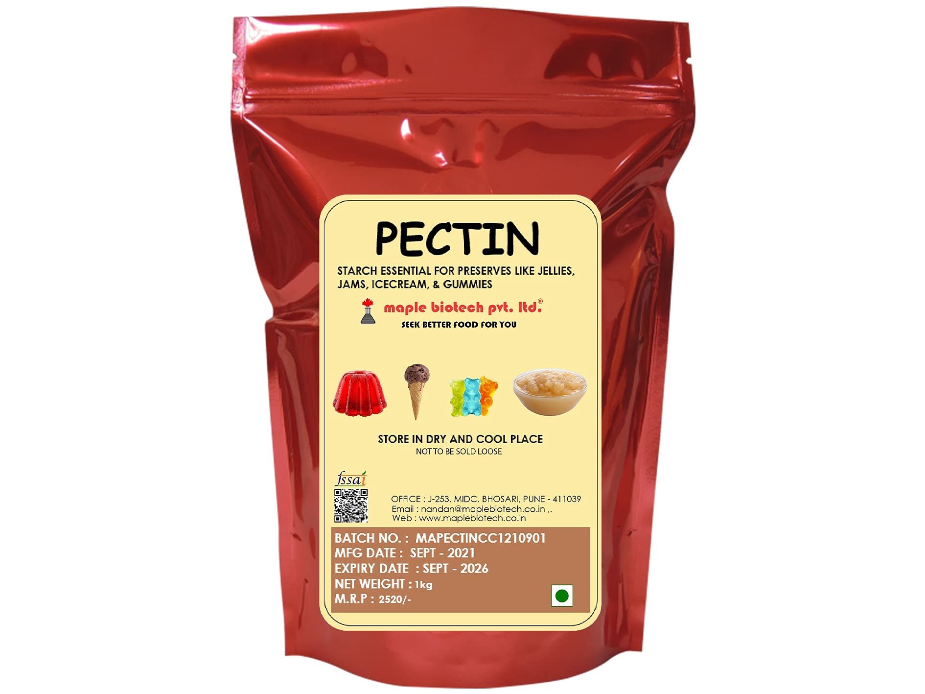 Pectin Powder 1kg, Vegetarian Pectin for Gelling Agent, jams,and Fruit Jellies Gummies Icecream Food Grade,Mapectin Powder 1kg