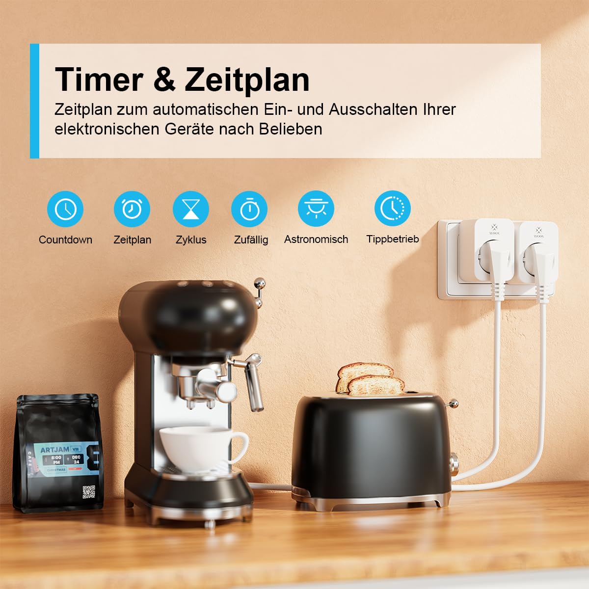 GreenSun Smart stopcontact, Smart Life app, afstandsbediening, timer