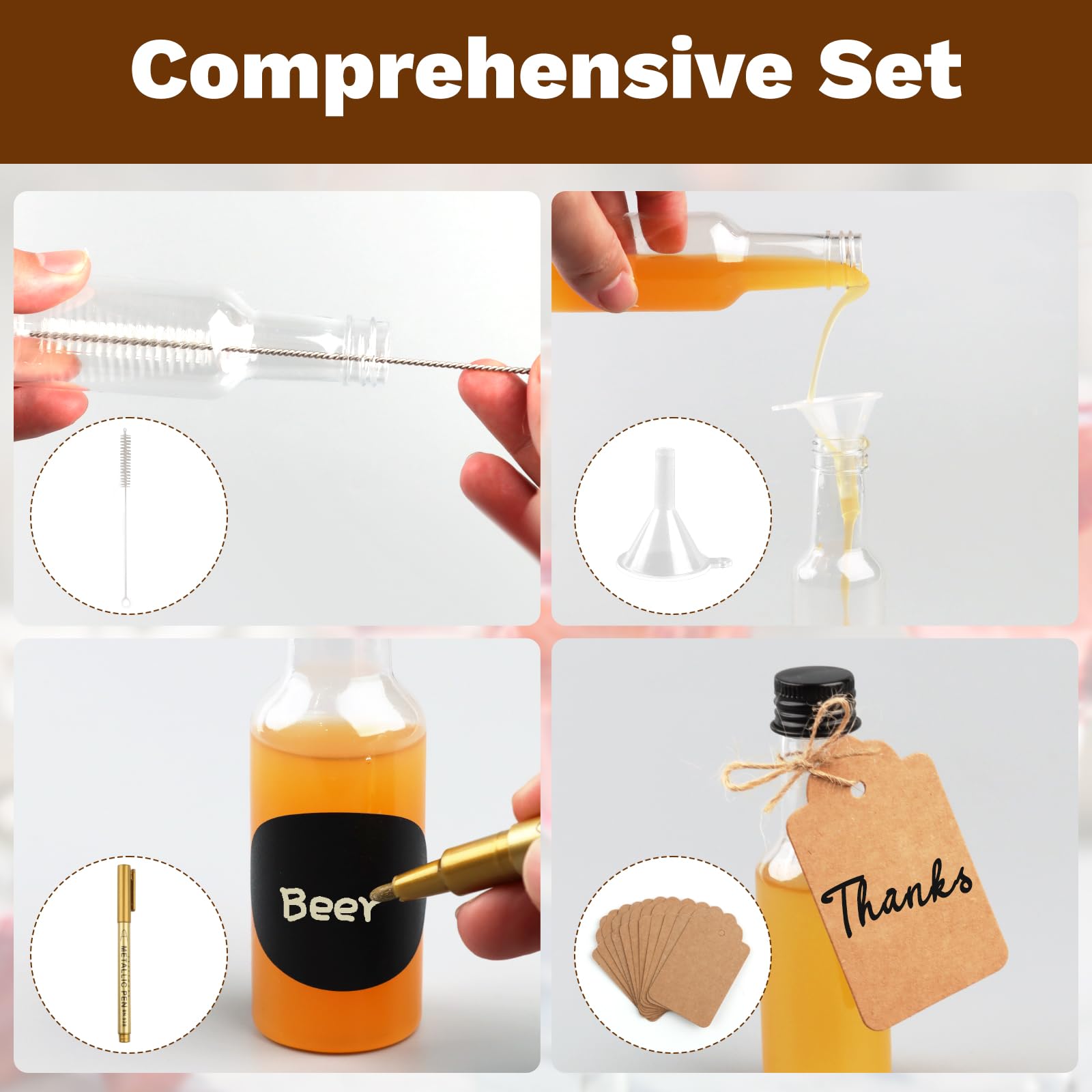 WenYa 48 Mini Bottiglie Liquido Da 50 Ml Con Tappi A Prova Di Perdite, Kit Completo Con Imbuti Ed Etichette