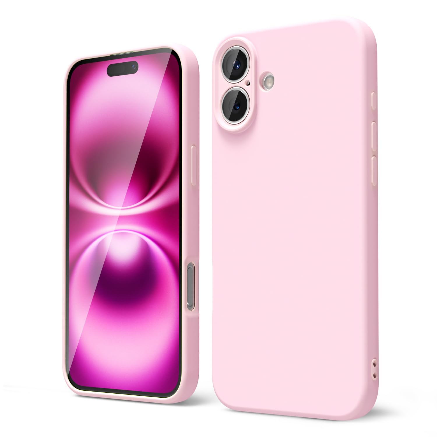 oakxco for iPhone 16 Pro Max Case Liquid Silicone, Soft Rubber Gel Elegant Aesthetic Basic Simple Cover, Cute Thin Slim TPU Matte Solid Color Plain Smooth Case for Women Girl, Light Pink — view 635