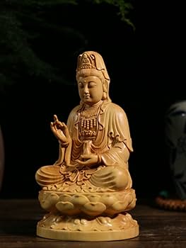 Amazon｜dsdsad 木彫りの仏像 観音菩薩坐像 高級天然ツゲ木彫り