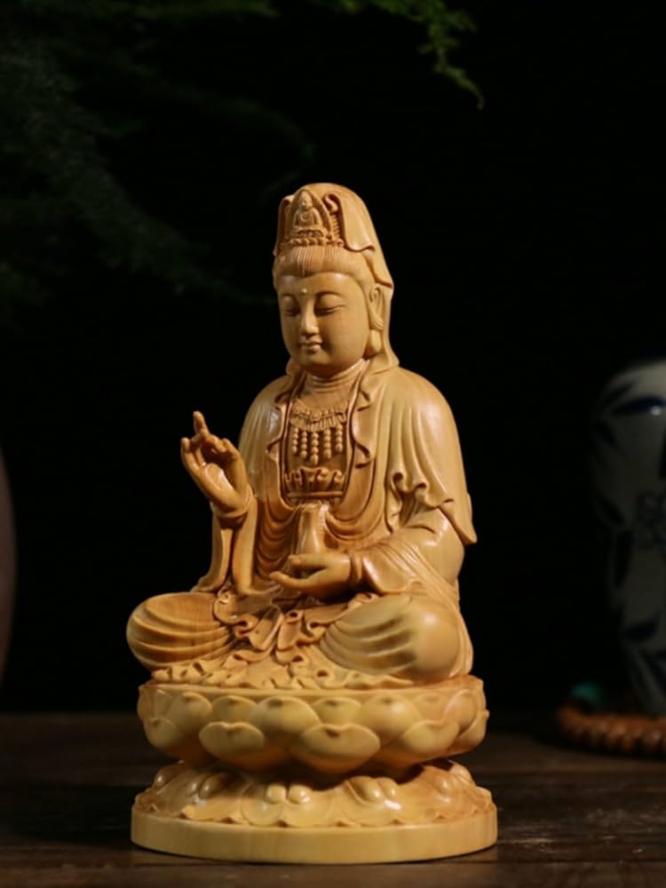 珍品 木彫仏像 龍鳳観音菩薩座像 彫刻 仏教工芸 柘植材 仏師で仕上げ 修縁堂】珍品 木彫仏像 龍鳳観音菩薩座像 彫刻 仏教工芸 柘植材