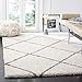 SAFAVIEH Hudson Shag Collection Accent Rug - 4' x 6', Ivory & Grey, Modern Trellis Design, Non-Shedding & Easy Care, 2-inch Thick Ideal for High Traffic Areas in Foyer, Living Room, Bedroom (SGH281A)