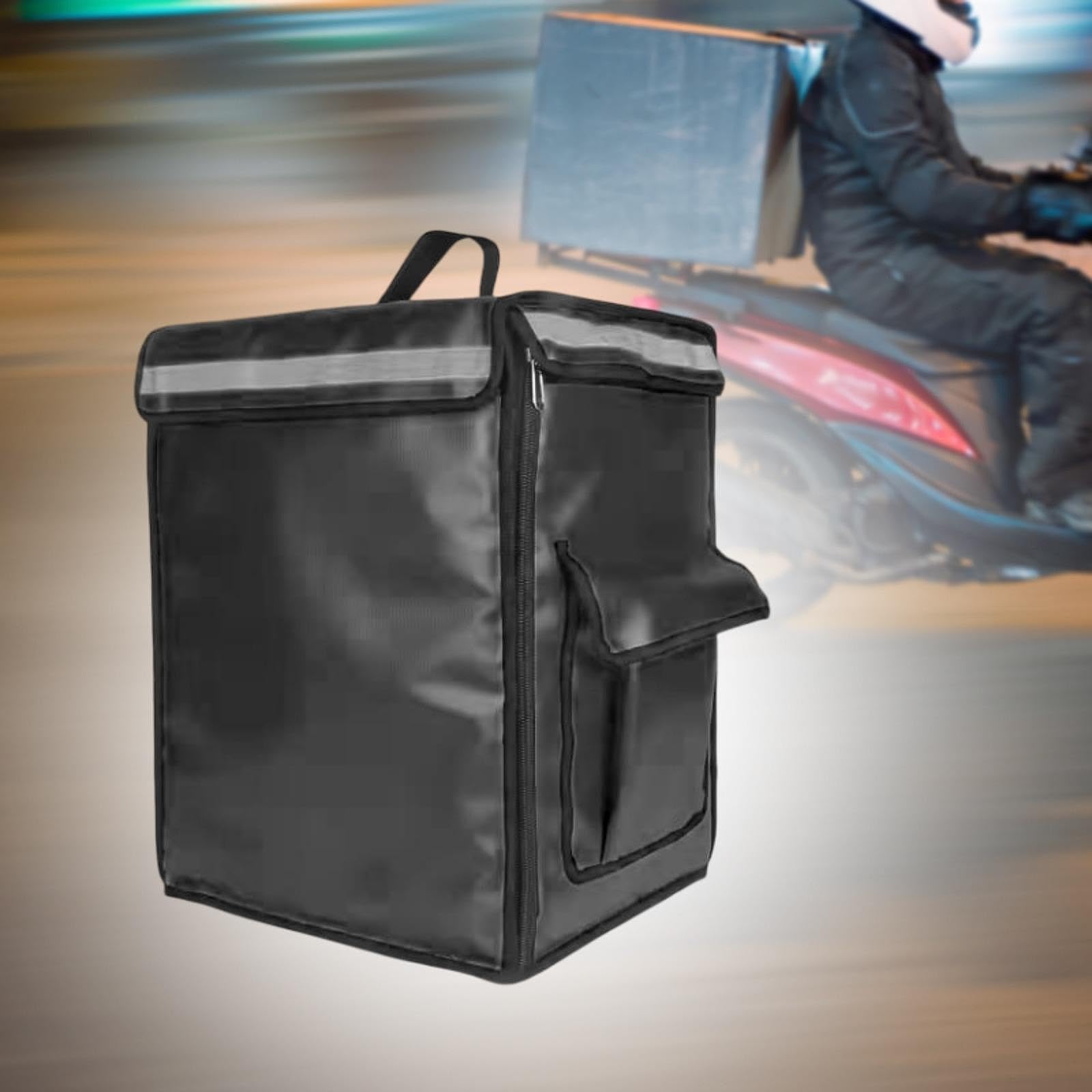 Bolsa Isotérmica para Reparto de Comida, Bolsa para Cajas de Pizza, Mochila para Comidas Calientes, Materiales Impermeables de Oxford Y Aluminio, Negro, Individual