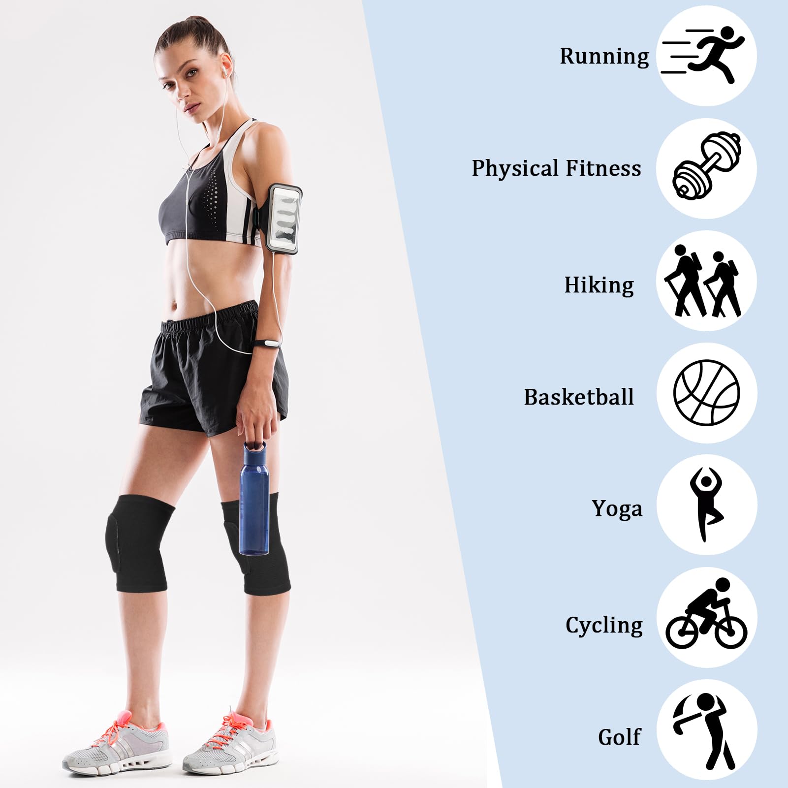 Genouillère Sport Antidérapant Stretch Respirante pour Enfant Adulte Tennis Ballet Yoga Course à Pied